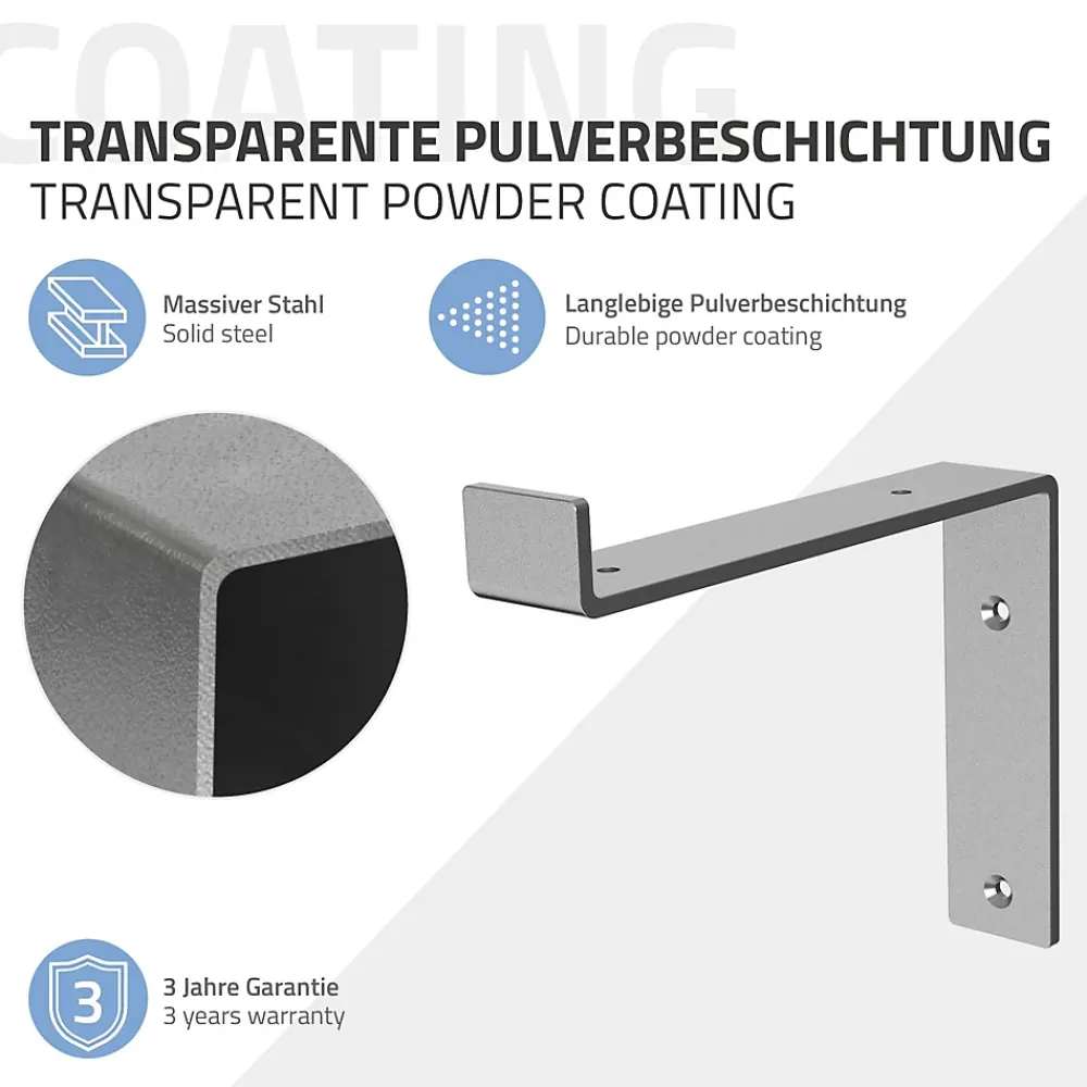 Ml-Design Equerre De Fixation-Lot de 4 équerre d'Etagere murale équerre fixation en métal gris