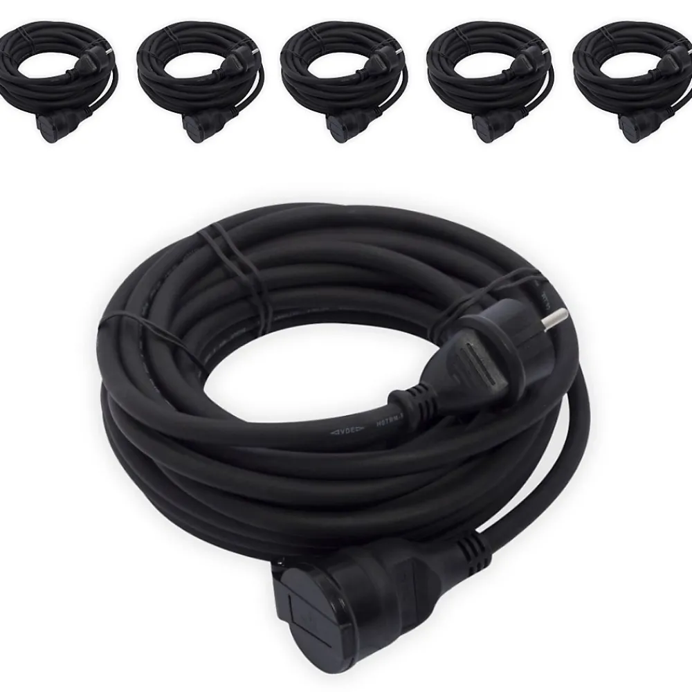 Chacon Rallonge Électrique-Lot de 6 rallonges 1x16A - 3500W - 10m - Noir -
