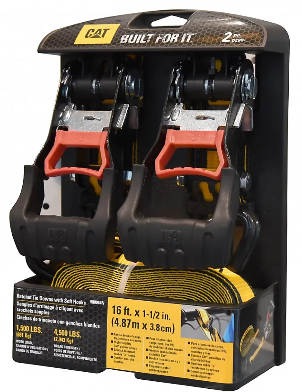 Caterpillar LOT DE 2 SANGLES D' ARRIMAGE A CLIQUET AVEC CROCHETS