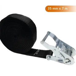 Linxor Lot de 4 sangles d'arrimage à cliquet - 35 mm x 7 m - Noir -