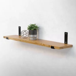 Ml-Design Lot de 2 support d'Etagere murale équerre fixation en métal noir