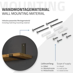 Ml-Design Lot de 2 support d'Etagere murale équerre fixation en métal noir