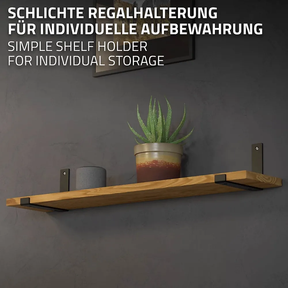 Ml-Design Equerre De Fixation-Lot de 4 support d'Etagere murale équerre fixation en métal noir