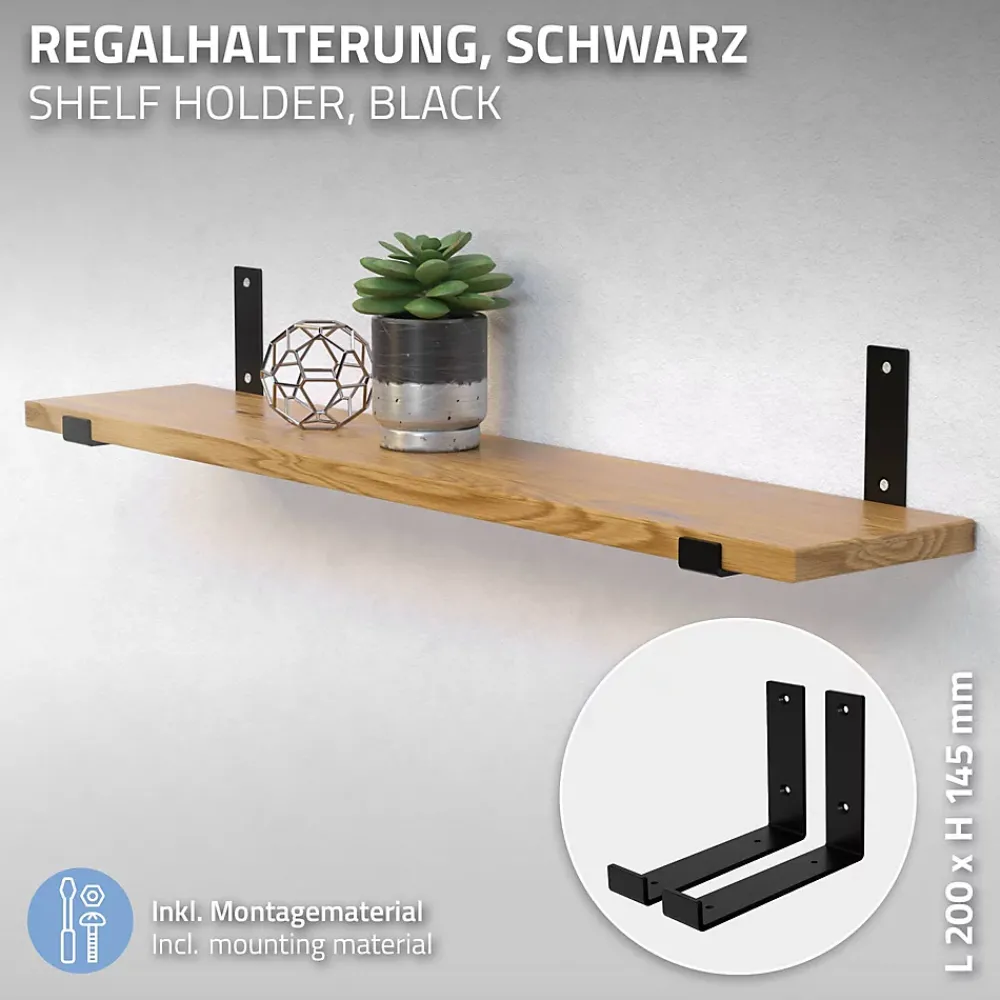 Ml-Design Equerre De Fixation-Lot de 4 support d'Etagere murale équerre fixation en métal noir