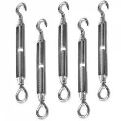 Linxor Tendeur, Sandow Et Élastique-Lot de 5 tendeurs de fil réglables en acier inoxydable - Crochet et oeillet - M6 -