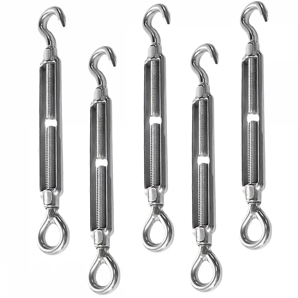 Linxor Tendeur, Sandow Et Élastique-Lot de 5 tendeurs de fil réglables en acier inoxydable - Crochet et oeillet - M6 -