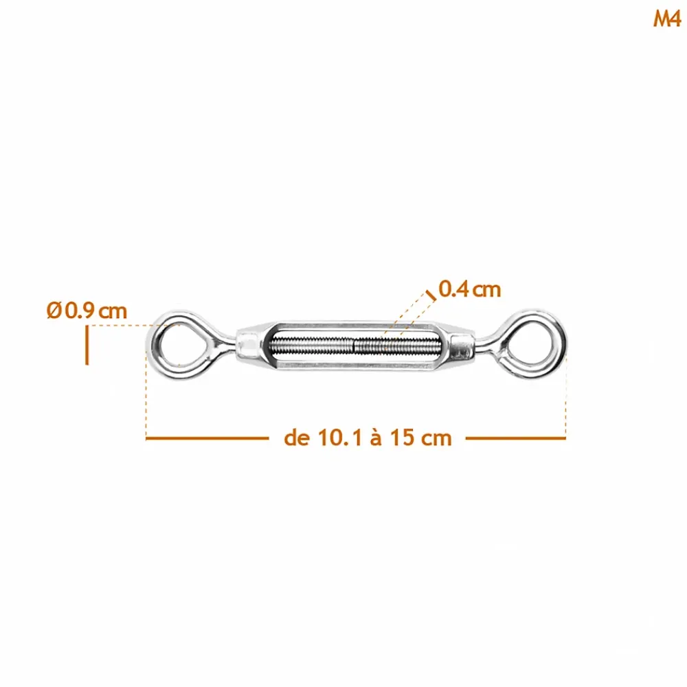 Linxor Lot de 5 tendeurs de fil réglables en acier inoxydable - Double oeillets - M4 -