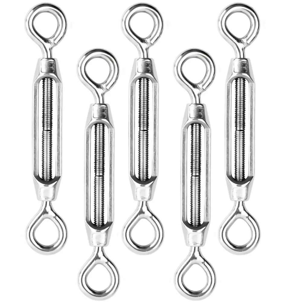 Linxor Lot de 5 tendeurs de fil réglables en acier inoxydable - Double oeillets - M4 -