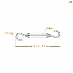 Linxor Lot de 5 tendeurs de fil réglables en acier inoxydable - Double crochets - M5 -