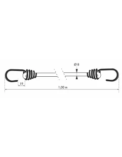 Thirard Lot de 2 tendeurs en caoutchouc à crochets, 8mmx1m, rouge -