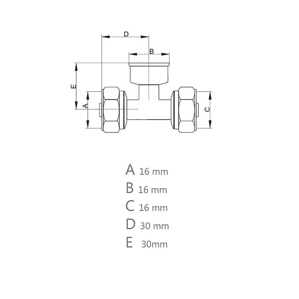 Monmobilierdesign Lot de 1 Té à visser tube PER diam16x16x16 mm