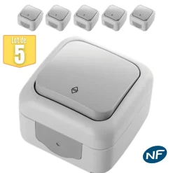 Viko By Panasonic Lot de 5 va et vient étanche IP54 - - Gris - NF
