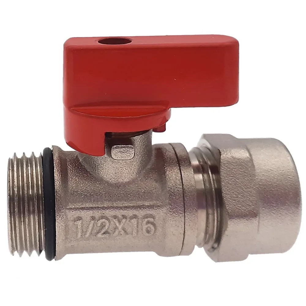 Monmobilierdesign Vanne D'Arrêt-Lot de 1 Vanne à bille sphérique 1/2"x16 pour tube PER diam16 Rouge