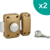 Thirard Verrou De Porte-Lot de 2 verrous à bouton Apache pour porte d'entrée, cylindre 45mm, acier, 3 clés/verrou, époxy or -