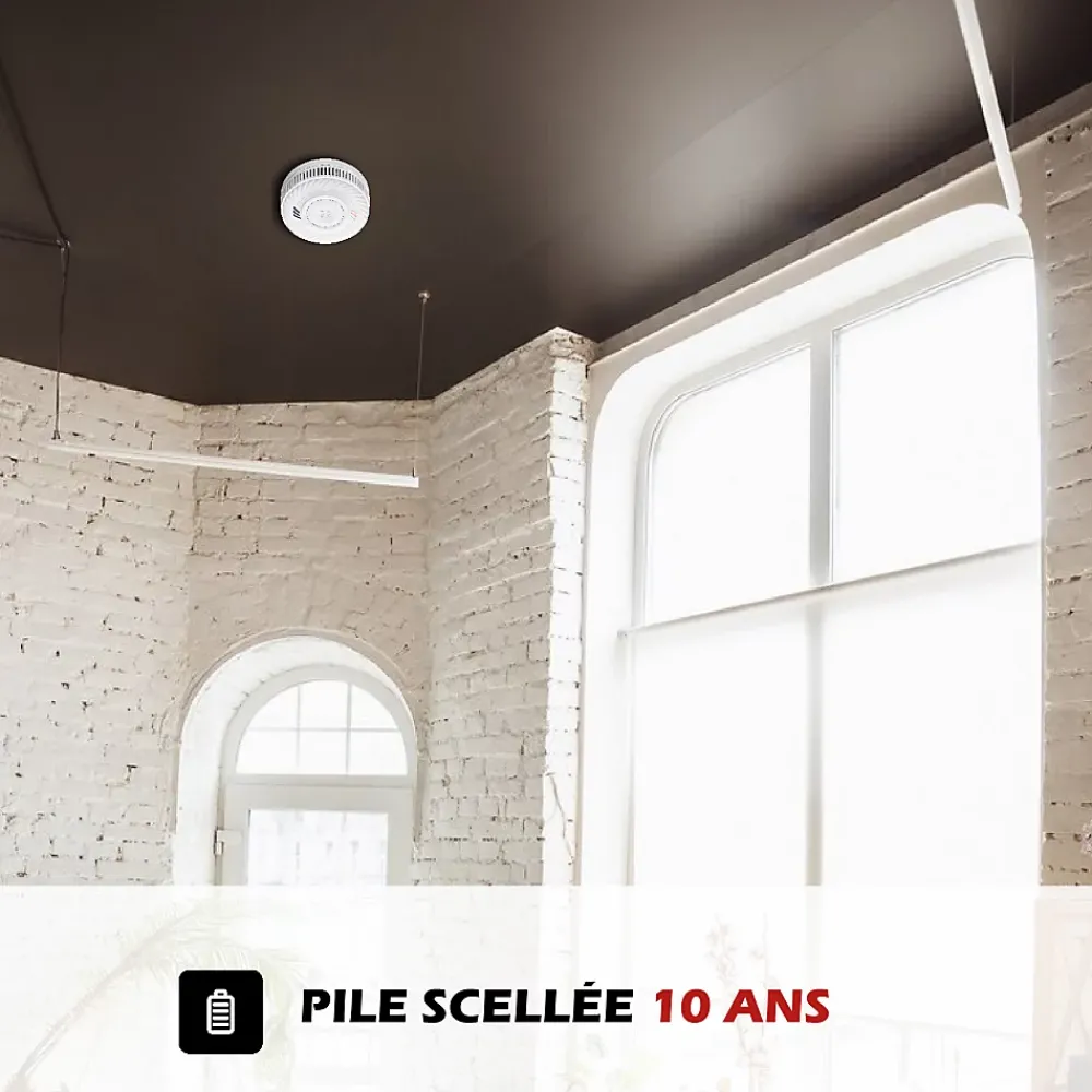 Kyf Détecteur De Fumée|Détecteur De Fumée-Lot de 2x Détecteur de fumée CE Pile 10 ans scellée connecté Wifi