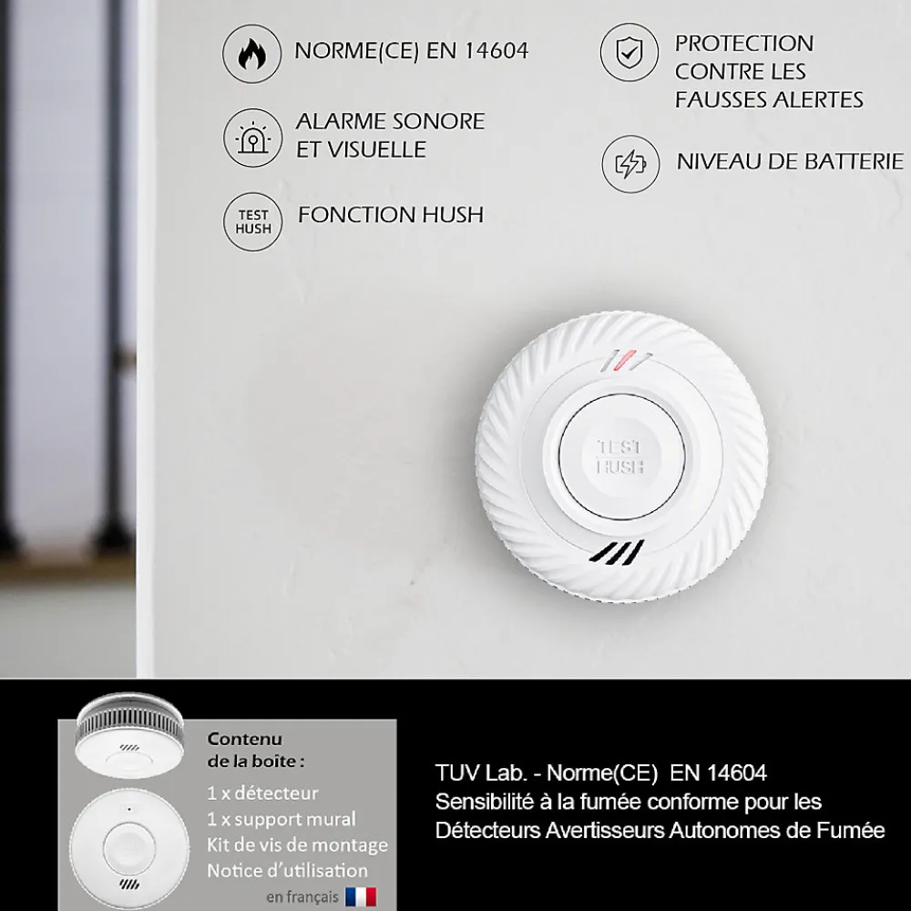 Kyf Détecteur De Fumée|Détecteur De Fumée-Lot de 2x Détecteur de fumée CE Pile 10 ans scellée connecté Wifi