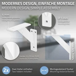 Ml-Design Equerre De Fixation-Lot 2 Equerres d'Etagere suspendue support mural en aluminium