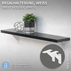 Ml-Design Equerre De Fixation-Lot 2 Equerres d'Etagere suspendue support mural en aluminium