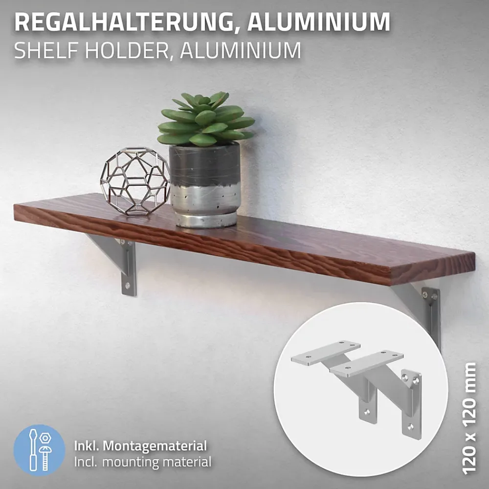 Ml-Design Lot 2 Equerres d'Etagere suspendue support mural en aluminium
