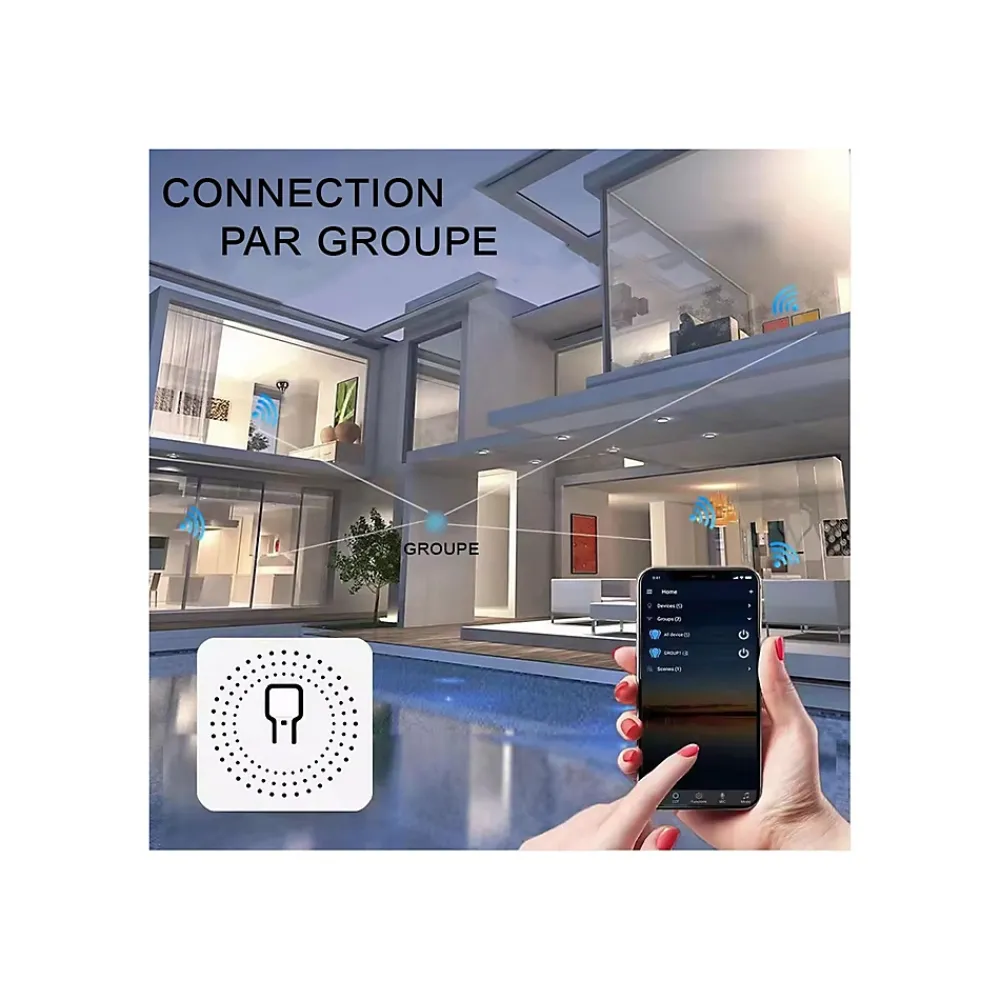 Somlife Commande De L'Éclairage-Lot 3 Interrupteurs intelligent WiFi 16A MiniSmart Switch Wi-Fi connecté,application Tuya/SmartLife,Alexa,Google Home