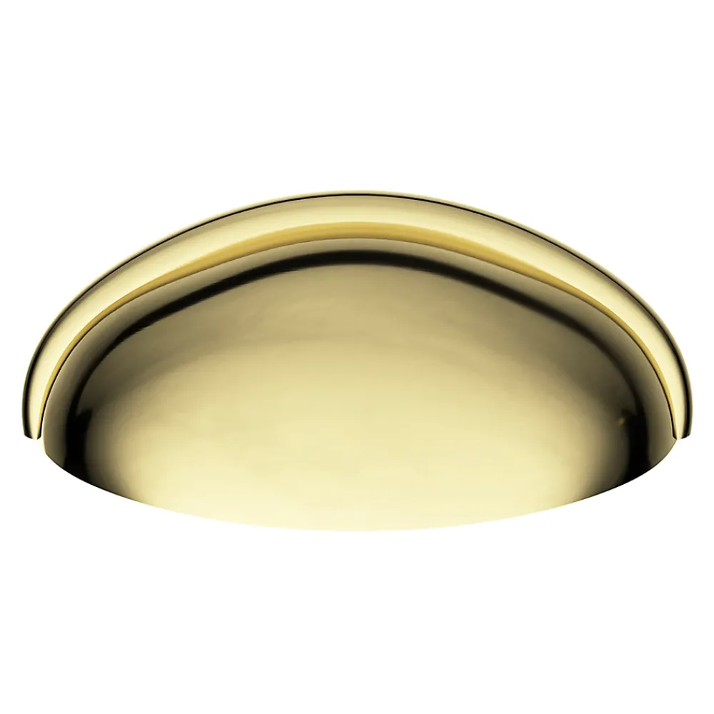 GoodHome Lot 6 poignées de meuble demi-ronde Armel effet laiton doré l.79mm x l.28mm x H. 26mm entraxe 64mm
