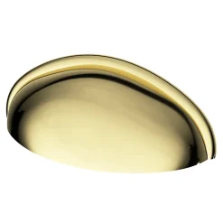 GoodHome Lot 6 poignées de meuble demi-ronde Armel effet laiton doré l.79mm x l.28mm x H. 26mm entraxe 64mm