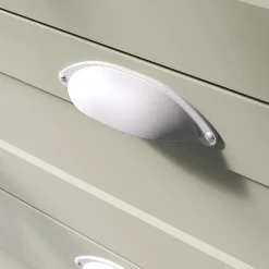 GoodHome Poignée De Meuble-Lot 6 poignées de meuble demi-ronde Govlin mat blanc l.81mm x l.30mm x H. 30mm entraxe 64mm