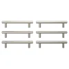 GoodHome Lot 6 poignées de meuble en T Dizel acier effet nickel satin gris l.168mm x l.12mm x H. 35mm entraxe 128mm