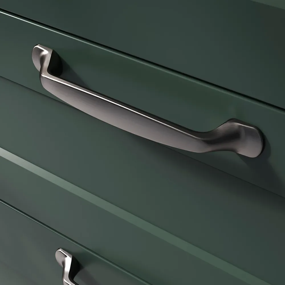 GoodHome Poignée De Meuble-Lot 6 poignées de meuble nœud Govlin aluminium effet nickel satin gris l.164mm x l.20mm x H. 24mm entraxe 128mm