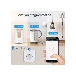 Somlife Commande De L'Éclairage-Lot 2 prises connectées application tuya smart life controle de consomation Compatible avec Alexa/Google Home