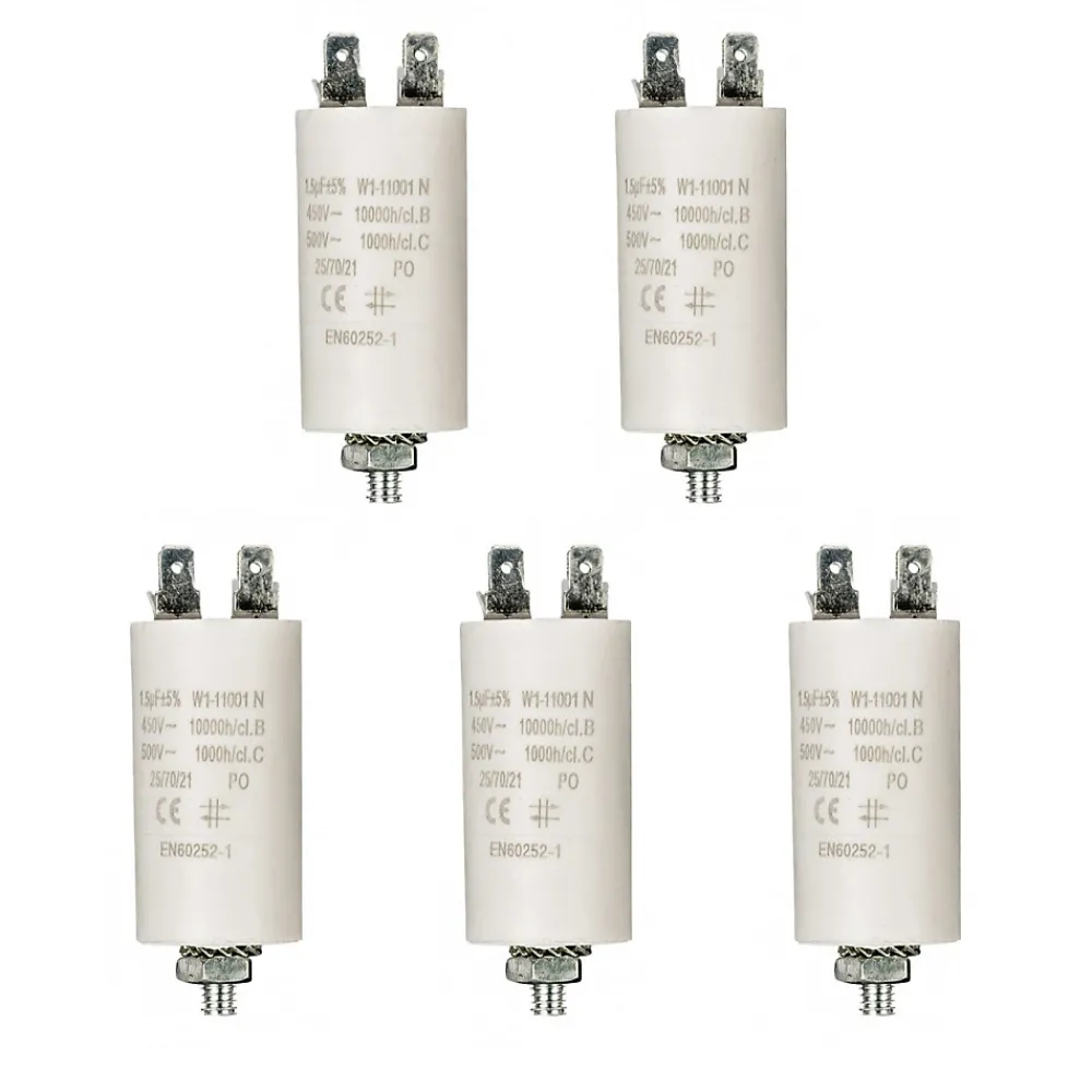 Nedis Fusible-LOT 5 x Condensateur 1.5MF Cosses Micro Farad 450V Condo Moteur