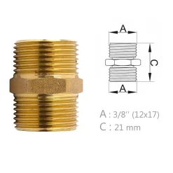 Monmobilierdesign Raccord À Visser-Mamelon laiton égal mâle mâle à visser diam 3/8" - lot de 5