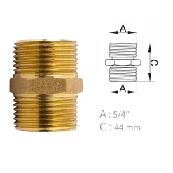 Monmobilierdesign Mamelon laiton égal mâle mâle à visser diam 5/4