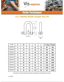 Vis Express Manille Droite Forgée Inox A4 Diamètre 4 - 3 pièces