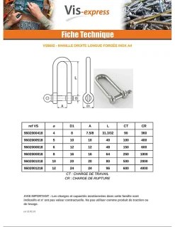 Vis Express Crochet À Visser-Manille Droite Longue Forgée Inox A4 Diamètre 6 - 5 pièces