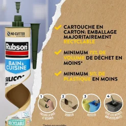 Rubson Mastic, Cartouche Joint Et Silicone-Mastic bain et cuisine transparent 280ml