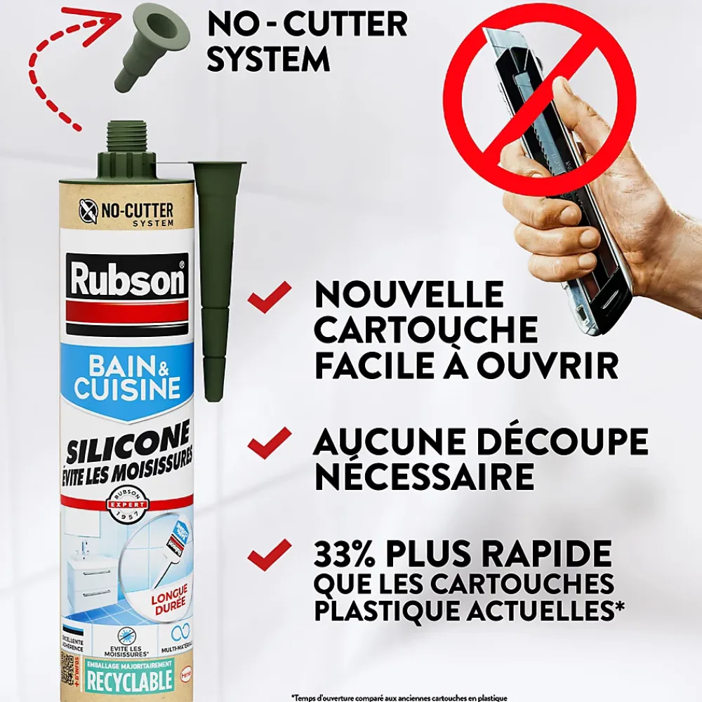 Rubson Mastic, Cartouche Joint Et Silicone-Mastic bain et cuisine transparent 280ml