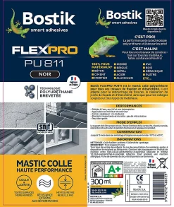 Bostik Mastic, Cartouche Joint Et Silicone-Mastic colle Flexpro PU 811 noir 300ml