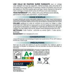 Bostik Mastic, Cartouche Joint Et Silicone-Mastic colle miroirs 290 ml coloris blanc