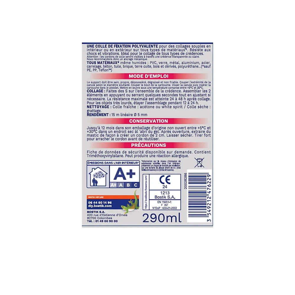 Bostik Mastic de fixation crédence Fixpro MSP 120 290ml
