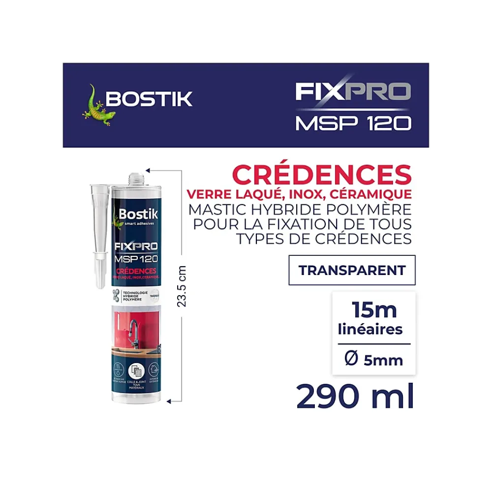 Bostik Mastic de fixation crédence Fixpro MSP 120 290ml
