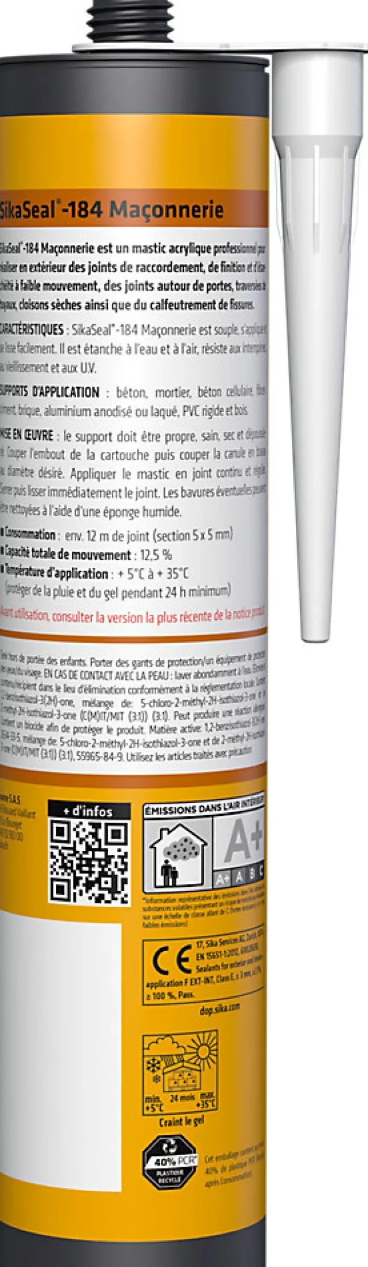Sika Mastic d'étanchéité Seal 184 maçonnerie 300ml