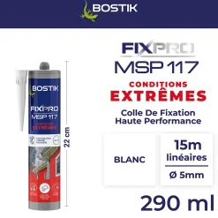 Bostik Colle-Mastic hybride polymère haute performance Fixpro conditions extrêmes 290 ml