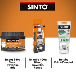 Sinto Mastic, Cartouche Joint Et Silicone-Mastic polyester pierre rouge en tube de 66 ml