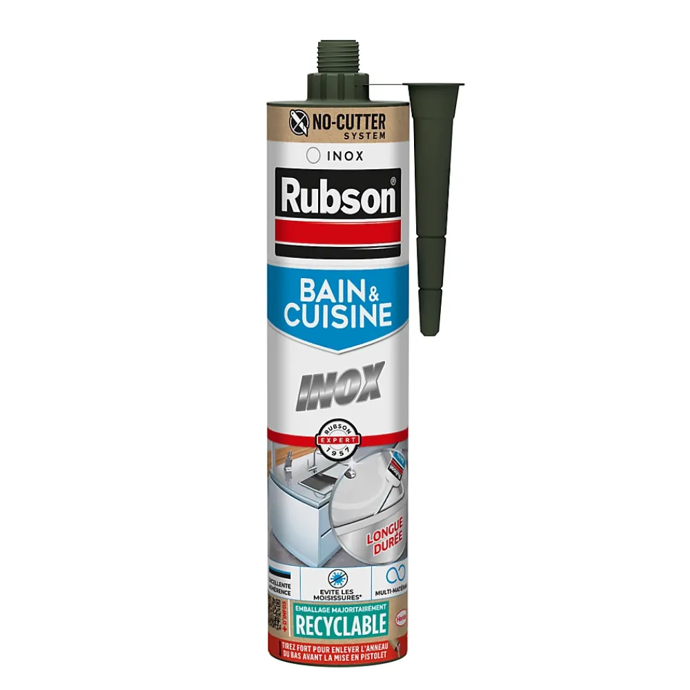 Rubson Mastic, Cartouche Joint Et Silicone-Mastic Bain&Cuisine inox cartouche 280ml