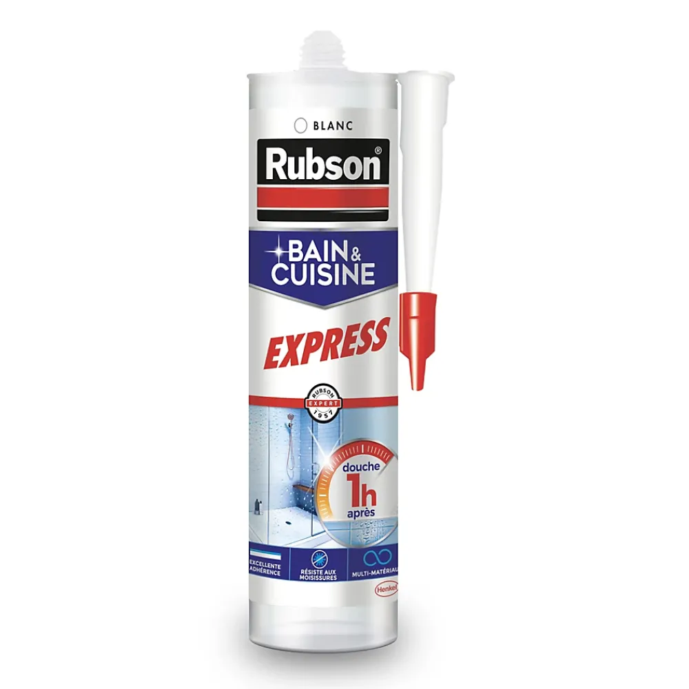 Rubson Mastic, Cartouche Joint Et Silicone-Mastic Bain&Cuisine Séchage Rapide blanc cartouche 280ml