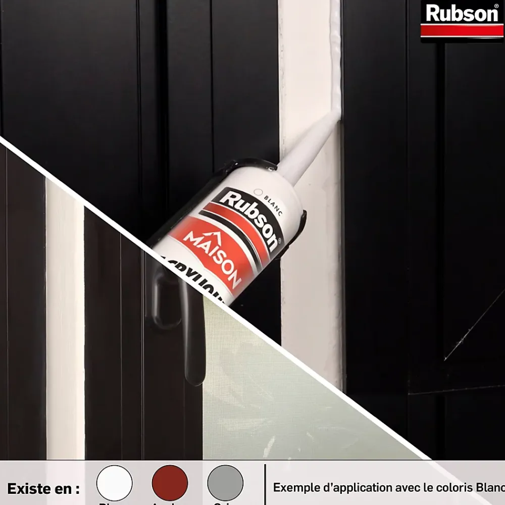 Rubson Mastic, Cartouche Joint Et Silicone-Mastic Maison Acrylique Murs-Fenêtres blanc cartouche 280ml vendu par 3 pièces
