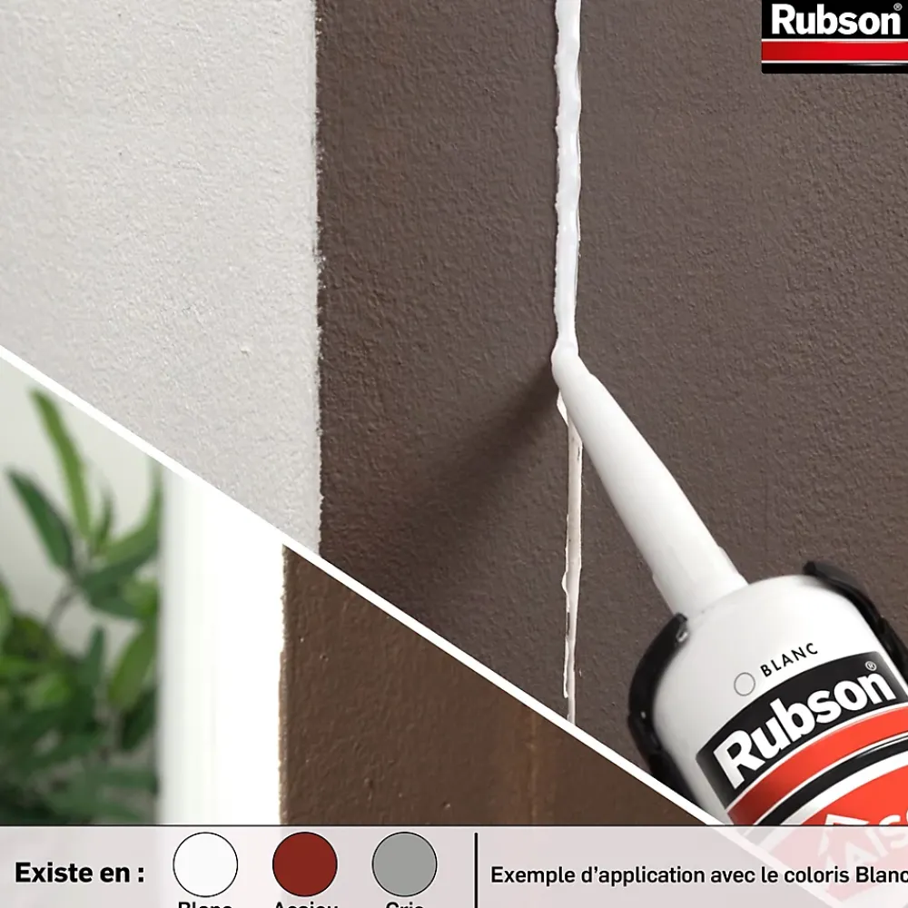 Rubson Mastic, Cartouche Joint Et Silicone-Mastic Maison Acrylique Murs-Fenêtres blanc cartouche 280ml vendu par 3 pièces