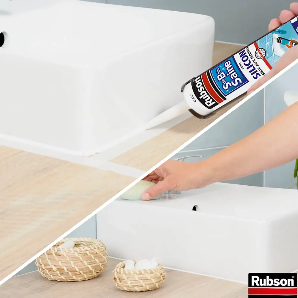 Rubson Mastic, Cartouche Joint Et Silicone-Mastic Sanitaire Salle de bains Saine Mastic blanc cartouche 280ml vendu par 2