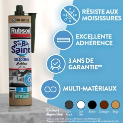 Rubson Mastic, Cartouche Joint Et Silicone-Mastic Sanitaire Salle de bains Saine granite cartouche 280ml